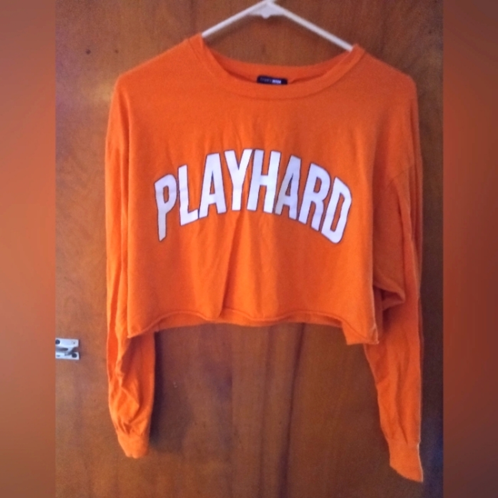 Orange Long Sleeve Crop Top